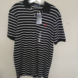Polo Ralph Lauren Men Golf Polo SZ:M Short Sleeve Black/White Classic Shirt NWT